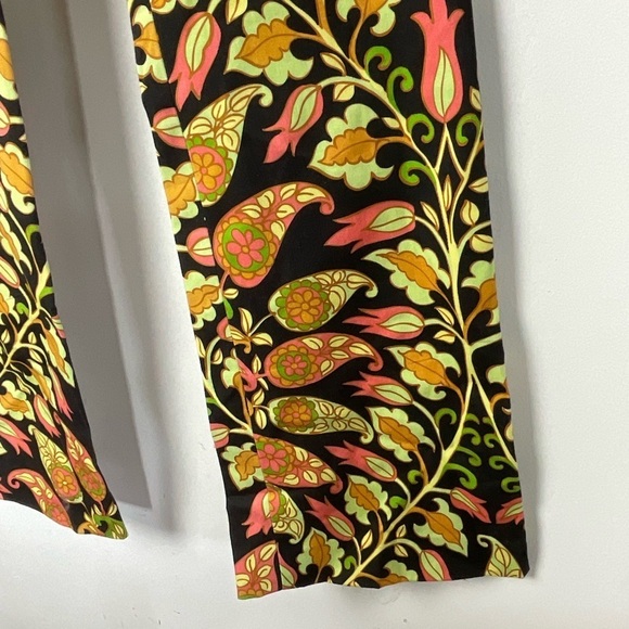 Zara Pants Groovy 70s Flare Floral Psychedelic‎ Print Black Green Womens Size XS - Picture 4 of 11